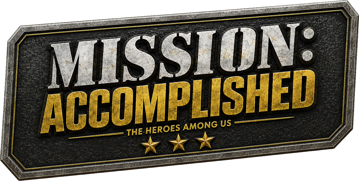 MISSION ACCOMPLISHED METALLIC PLACQUE